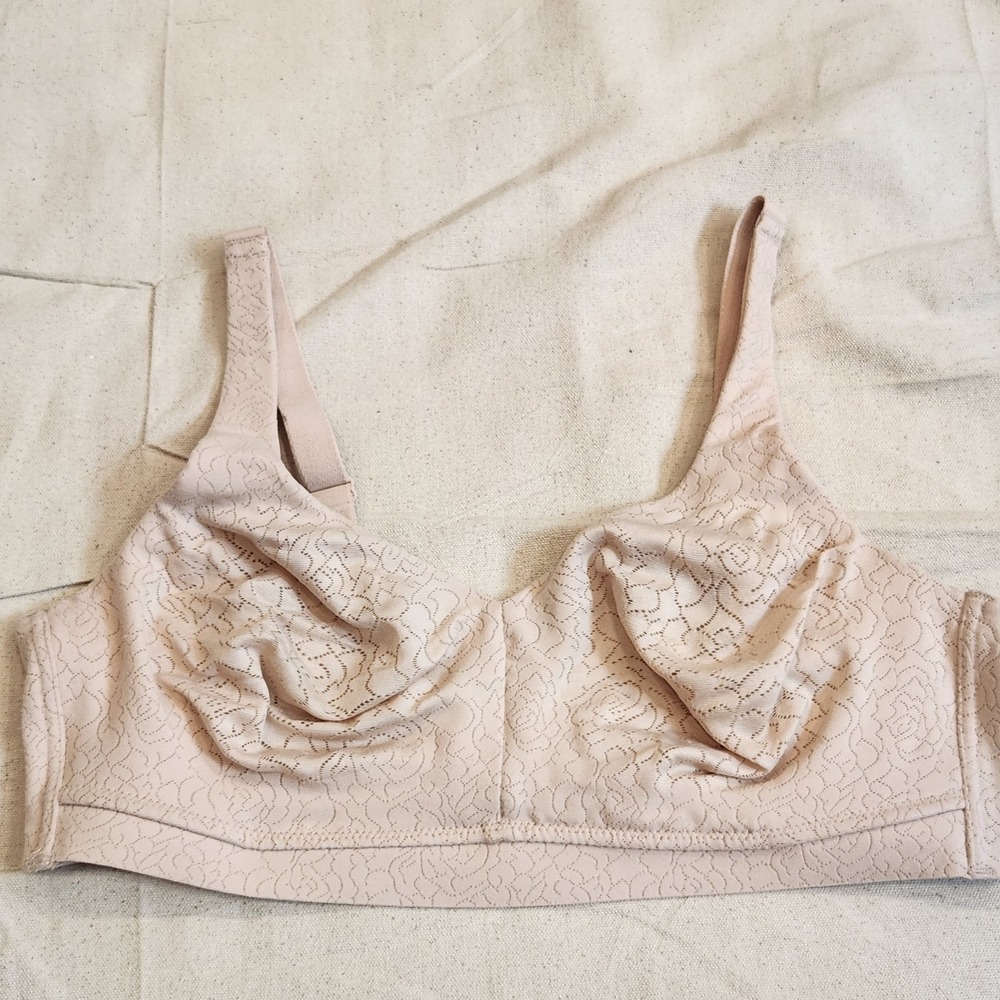 Wacoal Inside Job Wire-Free Bra 38DD Sand Nude Side Support Full Coverage 852345